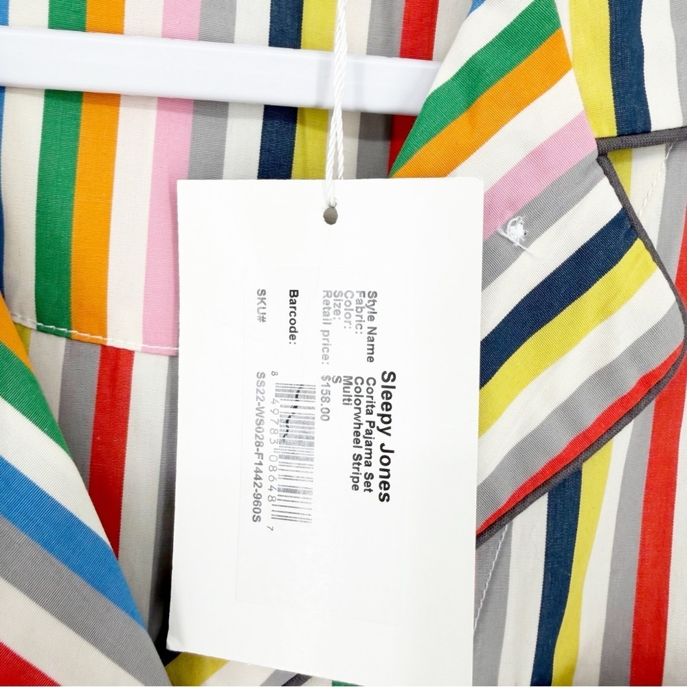 Nwt Sleepy Jones Corita Pajama Top Color Wheel Stripe Size Small — image 3 of 7